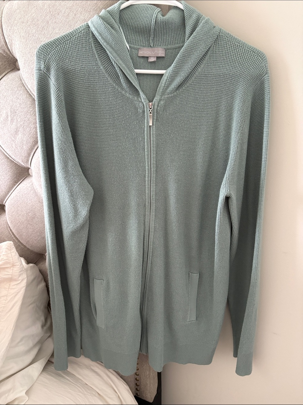 Revolution Sage Green Knit Zip Hoodie